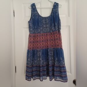 Maurices Womens Size XL Blue and Red Pattern Sleeveless Dress